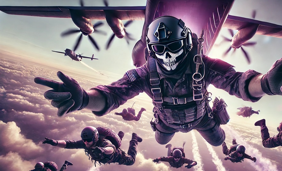 ghost from call of duty skydiving with others